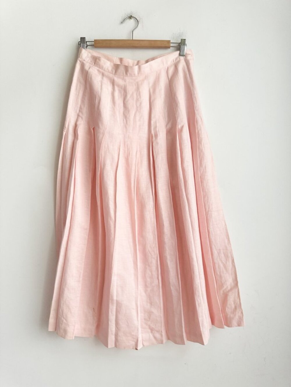 Vintage Kenneth Gordon Pastel Pink Linen Blend Midi Skirt 10